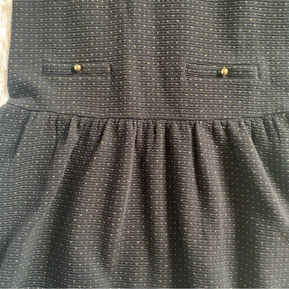 Janie and Jack Black Drop Waist Dress with Metallic Gold Dots - Picture 3 of 8
